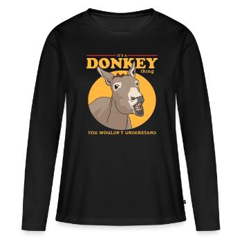 Âne propriétaire âne âne amoureux cadeau d’âne - T-shirt manches longues Premium bio Femme - noir - Devant - Julia (174cm)