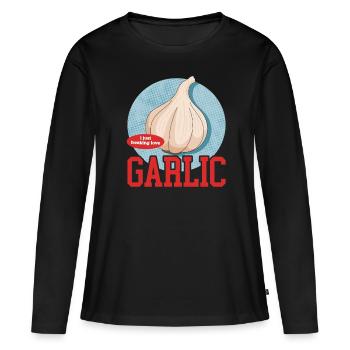 Cadeau de saveur d’ail et d’ail - T-shirt manches longues Premium bio Femme - noir - Devant - Julia (174cm)