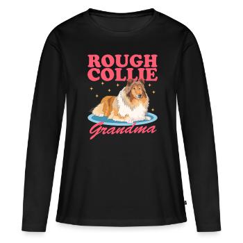Collie Granny Rough Collies Collies Longhair Collie Cadeau - T-shirt manches longues Premium bio Femme - noir - Devant - Julia (174cm)