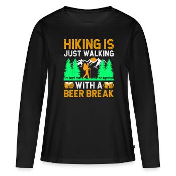 Hiking Hiker Nature Trekking Outdoor Mountaineerin - Women's Premium Organic Long Sleeve Shirt - black - Front - Julia (174cm)