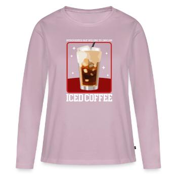 Iced Coffee | Coffee Lover Gift - Women's Premium Organic Long Sleeve Shirt - dusky pink - Front - Julia (174cm)