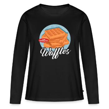 Gaufre Gaufre Lover Gaufres Cadeau - T-shirt manches longues Premium bio Femme - noir - Devant - Julia (174cm)