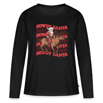 Salut Père Noël Cowboy Western - T-shirt manches longues Premium bio Femme - noir - Devant - Julia (174cm)