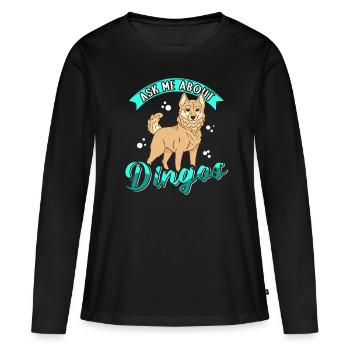 Dingo Australische Dingos Hunde Geschenk - Frauen Premium Bio Langarmshirt - Schwarz - Vorne - Julia (174cm)