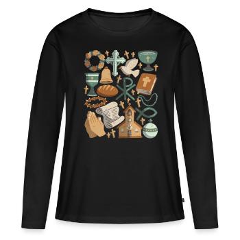 Christentum - Frauen Premium Bio Langarmshirt - Schwarz - Vorne - Julia (174cm)
