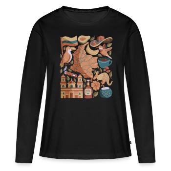 Kolumbien - Frauen Premium Bio Langarmshirt - Schwarz - Vorne - Julia (174cm)