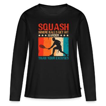 Joueur de squash Joueur de squash Joueur de tennis Raquetball Spor - T-shirt manches longues Premium bio Femme - noir - Devant - Julia (174cm)