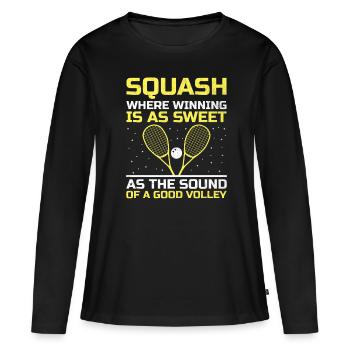 Joueur de squash Joueur de squash Joueur de tennis Raquetball Spor - T-shirt manches longues Premium bio Femme - noir - Devant - Julia (174cm)