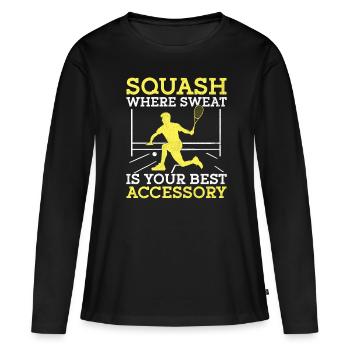 Joueur de squash Joueur de squash Joueur de tennis Raquetball Spor - T-shirt manches longues Premium bio Femme - noir - Devant - Julia (174cm)