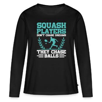 Joueur de squash Joueur de squash Joueur de tennis Raquetball Spor - T-shirt manches longues Premium bio Femme - noir - Devant - Julia (174cm)