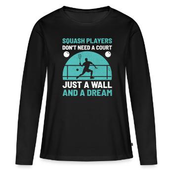 Joueur de squash Joueur de squash Joueur de tennis Raquetball Spor - T-shirt manches longues Premium bio Femme - noir - Devant - Julia (174cm)