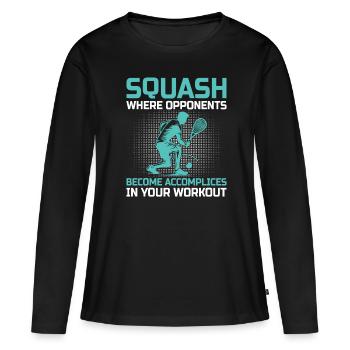 Joueur de squash Joueur de squash Joueur de tennis Raquetball Spor - T-shirt manches longues Premium bio Femme - noir - Devant - Julia (174cm)