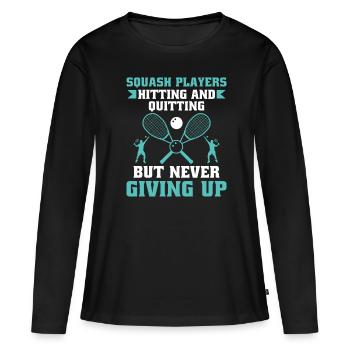 Joueur de squash Joueur de squash Joueur de tennis Raquetball Spor - T-shirt manches longues Premium bio Femme - noir - Devant - Julia (174cm)