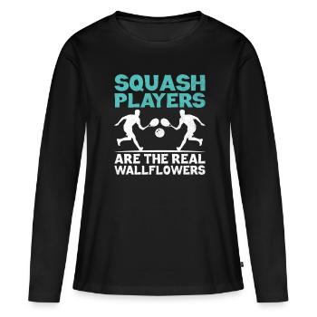 Joueur de squash Joueur de squash Joueur de tennis Raquetball Spor - T-shirt manches longues Premium bio Femme - noir - Devant - Julia (174cm)