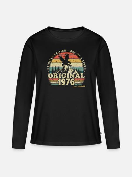 1976 Jahrgang Geburtstag Retro Vintage Geschenk - Frauen Premium Bio Langarmshirt - Schwarz