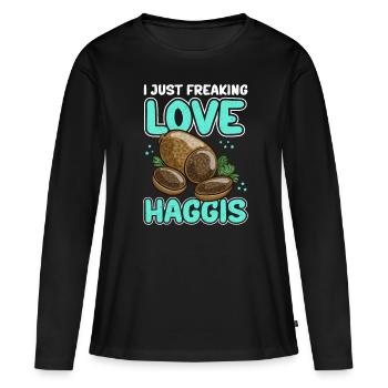 Haggis schottisches Gericht Geschenk - Frauen Premium Bio Langarmshirt - Schwarz - Vorne - Julia (174cm)