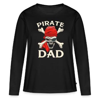 Os croisés tête de mort de papa pirate - T-shirt manches longues Premium bio Femme - noir - Devant - Julia (174cm)
