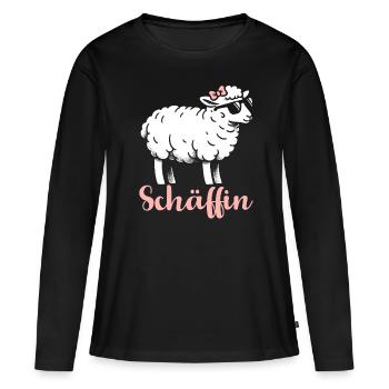 Chef Chefin Schaf Geschenk Schäfin Spruch - Frauen Premium Bio Langarmshirt - Schwarz - Vorne - Julia (174cm)