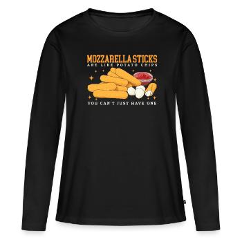 Mozzarella Sticks | Mozzarella-Sticks Geschenk - Frauen Premium Bio Langarmshirt - Schwarz - Vorne - Julia (174cm)
