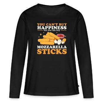 Mozzarella-Sticks | Mozzarella Sticks Geschenk - Frauen Premium Bio Langarmshirt - Schwarz - Vorne - Julia (174cm)