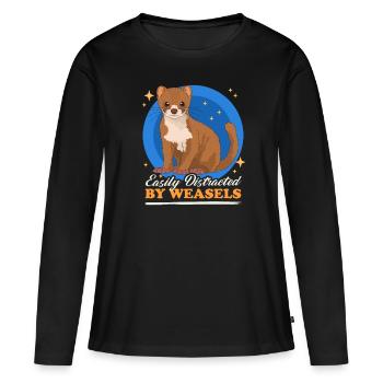 Belette naine belette Hermännchen cadeau - T-shirt manches longues Premium bio Femme - noir - Devant - Julia (174cm)