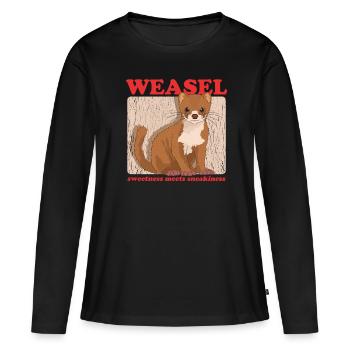 Belette souris belette mignon nain belette cadeau - T-shirt manches longues Premium bio Femme - noir - Devant - Julia (174cm)