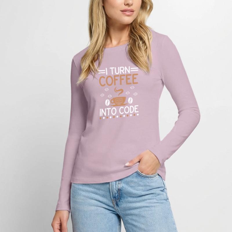 Café Codage Programmeur Codeur Développeur Nerd Coff T-shirt manches longues Premium bio Femme