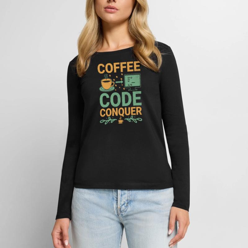 Kaffee-Codierung Programmierer Programmierer Entwickler Nerd Coff Frauen Premium Bio Langarmshirt