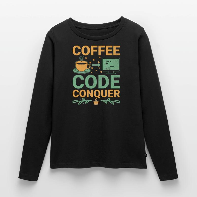 Kaffee-Codierung Programmierer Programmierer Entwickler Nerd Coff Frauen Premium Bio Langarmshirt