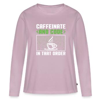 Coffee Coding Programmer Coder Developer Nerd Coff - Women's Premium Organic Long Sleeve Shirt - dusky pink - Front - Julia (174cm)