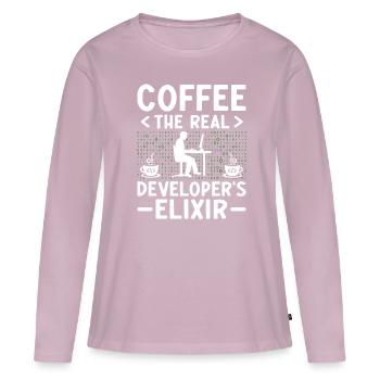 Coffee Coding Programmer Coder Developer Nerd Coff - Women's Premium Organic Long Sleeve Shirt - dusky pink - Front - Julia (174cm)