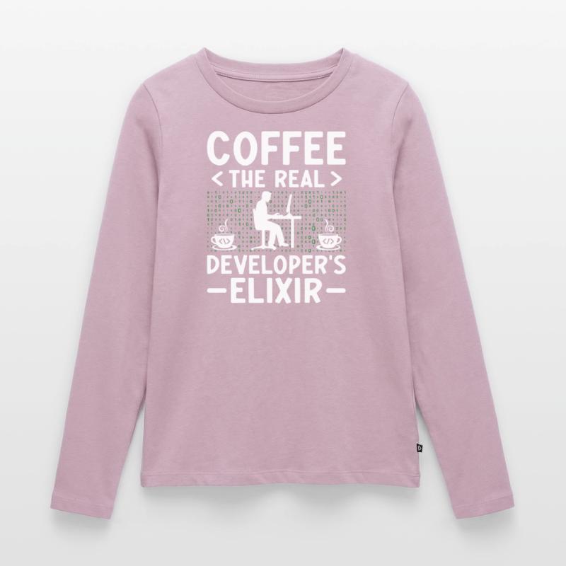 Café Codage Programmeur Codeur Développeur Nerd Coff T-shirt manches longues Premium bio Femme