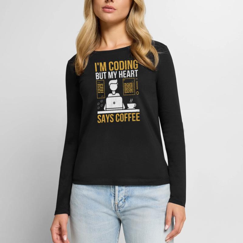 Kaffee-Codierung Programmierer Programmierer Entwickler Nerd Coff Frauen Premium Bio Langarmshirt