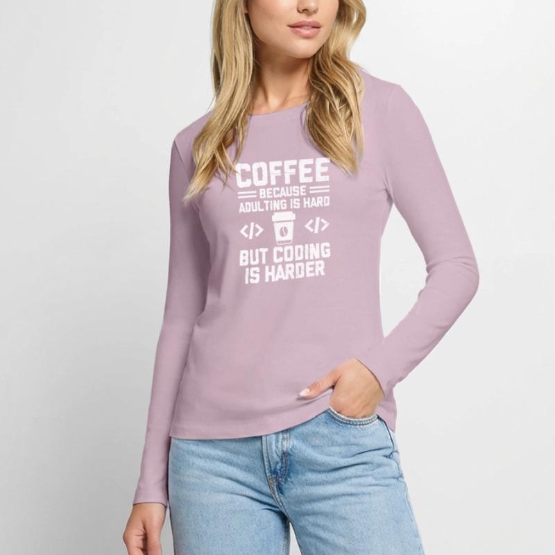 Café Codage Programmeur Codeur Développeur Nerd Coff T-shirt manches longues Premium bio Femme