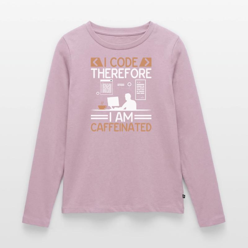 Café Codage Programmeur Codeur Développeur Nerd Coff T-shirt manches longues Premium bio Femme