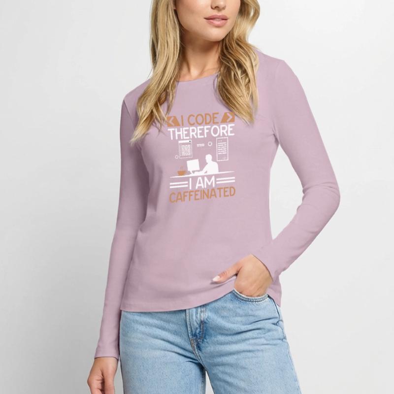 Café Codage Programmeur Codeur Développeur Nerd Coff T-shirt manches longues Premium bio Femme