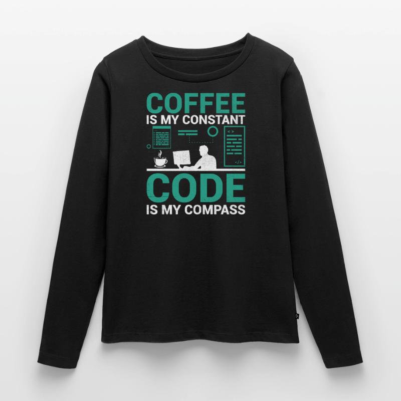 Kaffee-Codierung Programmierer Programmierer Entwickler Nerd Coff Frauen Premium Bio Langarmshirt