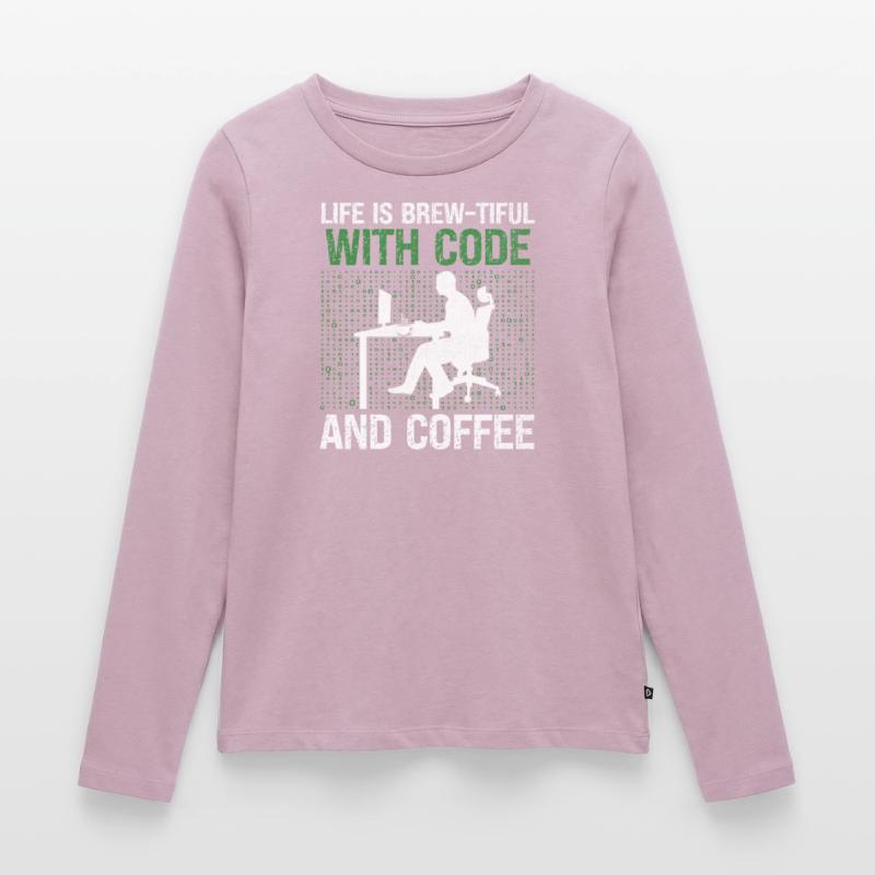 Café Codage Programmeur Codeur Développeur Nerd Coff T-shirt manches longues Premium bio Femme