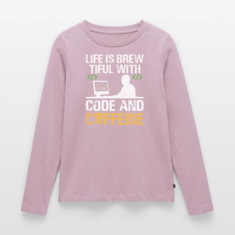 Café Codage Programmeur Codeur Développeur Nerd Coff T-shirt manches longues Premium bio Femme