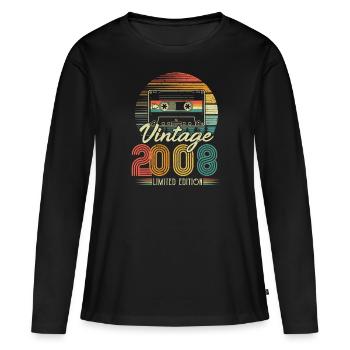 2008 geburtstag perspektive - Frauen Premium Bio Langarmshirt - Schwarz - Vorne - Julia (174cm)