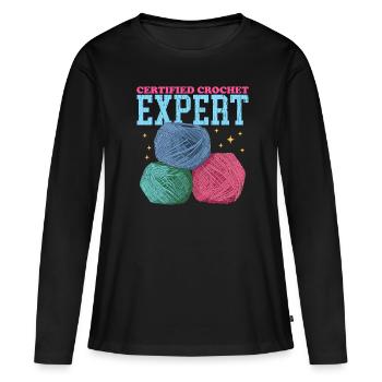 Crochet Expert au Crochet Crochet Crochet Cadeau - T-shirt manches longues Premium bio Femme - noir - Devant - Julia (174cm)
