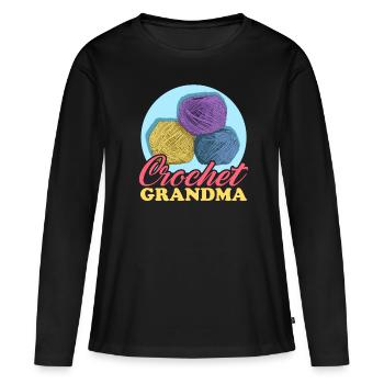 Crochet grand-mère au Crochet Crochet crochet Crochet cadeau - T-shirt manches longues Premium bio Femme - noir - Devant - Julia (174cm)