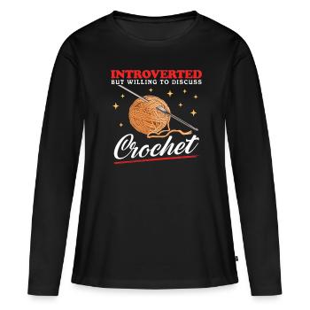 Crochet Crochet Crochet Crochet Cadeau - T-shirt manches longues Premium bio Femme - noir - Devant - Julia (174cm)