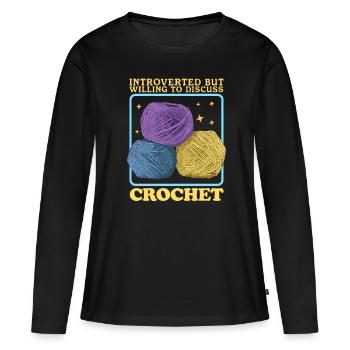 Crochet au Crochet | Crochet Crochet Cadeau - T-shirt manches longues Premium bio Femme - noir - Devant - Julia (174cm)