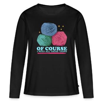 Crochet au Crochet | Crochet Crochet Cadeau - T-shirt manches longues Premium bio Femme - noir - Devant - Julia (174cm)