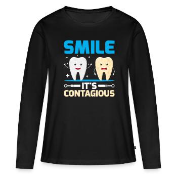 Smile It's Contagious Dentist Dental Dentistry Den - Women's Premium Organic Long Sleeve Shirt - black - Front - Julia (174cm)
