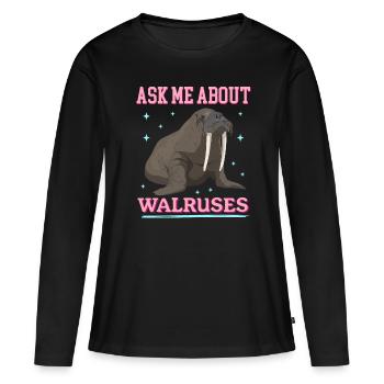 Cadeau de morse morse - T-shirt manches longues Premium bio Femme - noir - Devant - Julia (174cm)