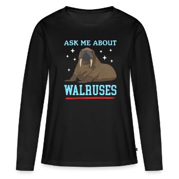 Cadeau de morse morse - T-shirt manches longues Premium bio Femme - noir - Devant - Julia (174cm)