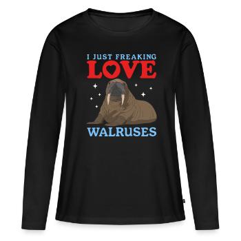 Cadeau de morse morse - T-shirt manches longues Premium bio Femme - noir - Devant - Julia (174cm)