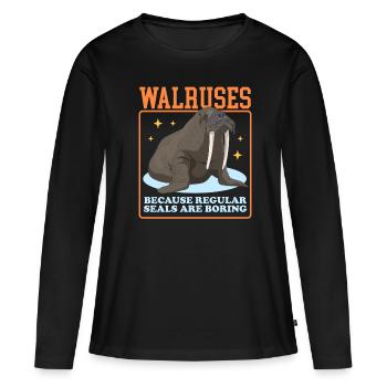 Morse Morse | Cadeau de morse morse - T-shirt manches longues Premium bio Femme - noir - Devant - Julia (174cm)